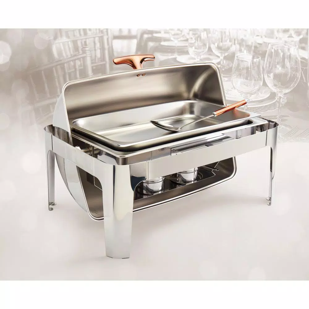 Unbranded Denmark Tools for Cooks 9.5 Qt Rectangular Stainless Steel Roll Up Chafing Dish Set, 5-Piece