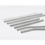 ExcelSteel 14-Piece Reusable Stainless Steel Swirl Straw Set with Cleaning Brushes thumbnail 2