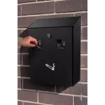 Alpine Industries Wall-Mounted Cigarette Disposal Station, Black Steel Outdoor Ashtray thumbnail 2