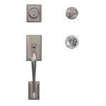 Schlage Custom Addison Satin Nickel Single Cylinder Handleset with Alexandria Glass Knob thumbnail 2