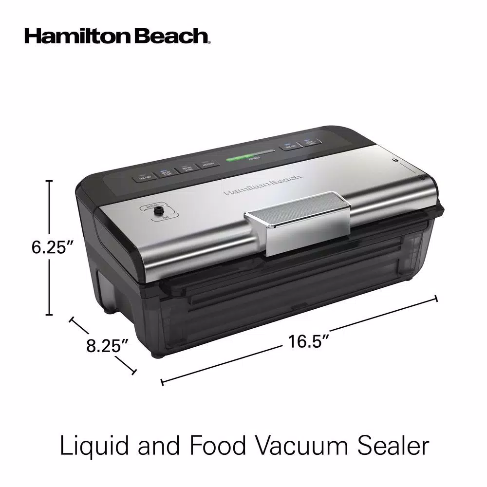 Hamilton Beach NutriFresh Vacuum Sealer with Liquid Sealing, Date Coder, and Starter Kit - Black/Silver