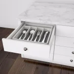 Lavish Home 5-Compartment White Silverware Drawer Organizer with Non-Slip Rubber Liner thumbnail 4