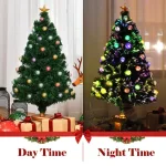 Costway 4 ft. Fiber Optic Pre-Lit Christmas Tree with Multi-Color LED Lights, Ornaments, and Gold Star thumbnail 5