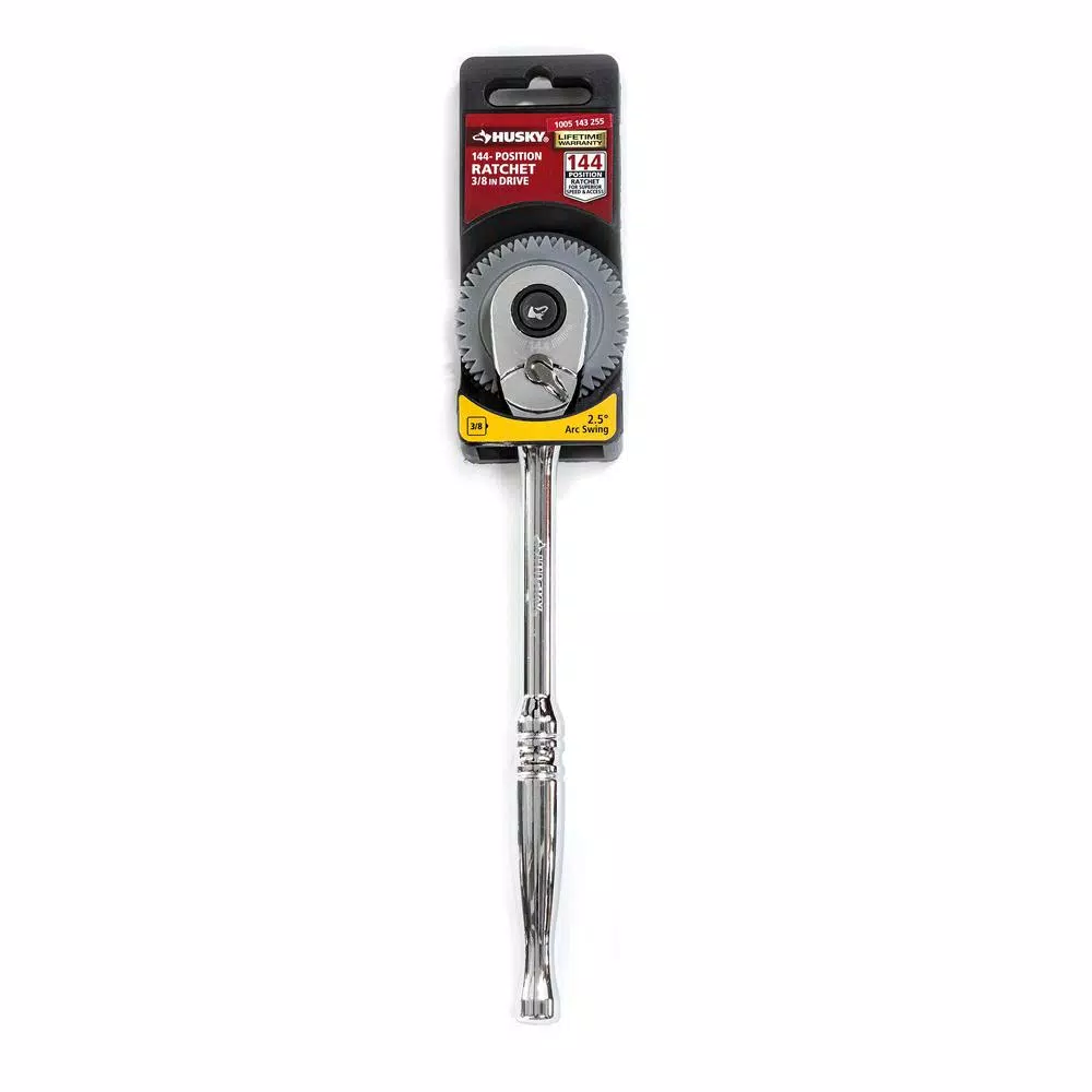 Husky 3/8 in. Drive 144-Tooth Pro Ratchet, Low Profile Teardrop Head