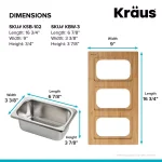 KRAUS Workstation Kitchen Sink Accessory Set: Bamboo Serving Board & 3 Stainless Steel Prep Bowls thumbnail 7