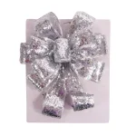 Santaland Sparkle Burlap Christmas Tree Topper Bow, 31 in. x 11 in. thumbnail 2