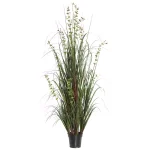 Vickerman 24 in. Artificial Eucalyptus and Green Grass Potted Plant in Black Insertable Pot thumbnail 2