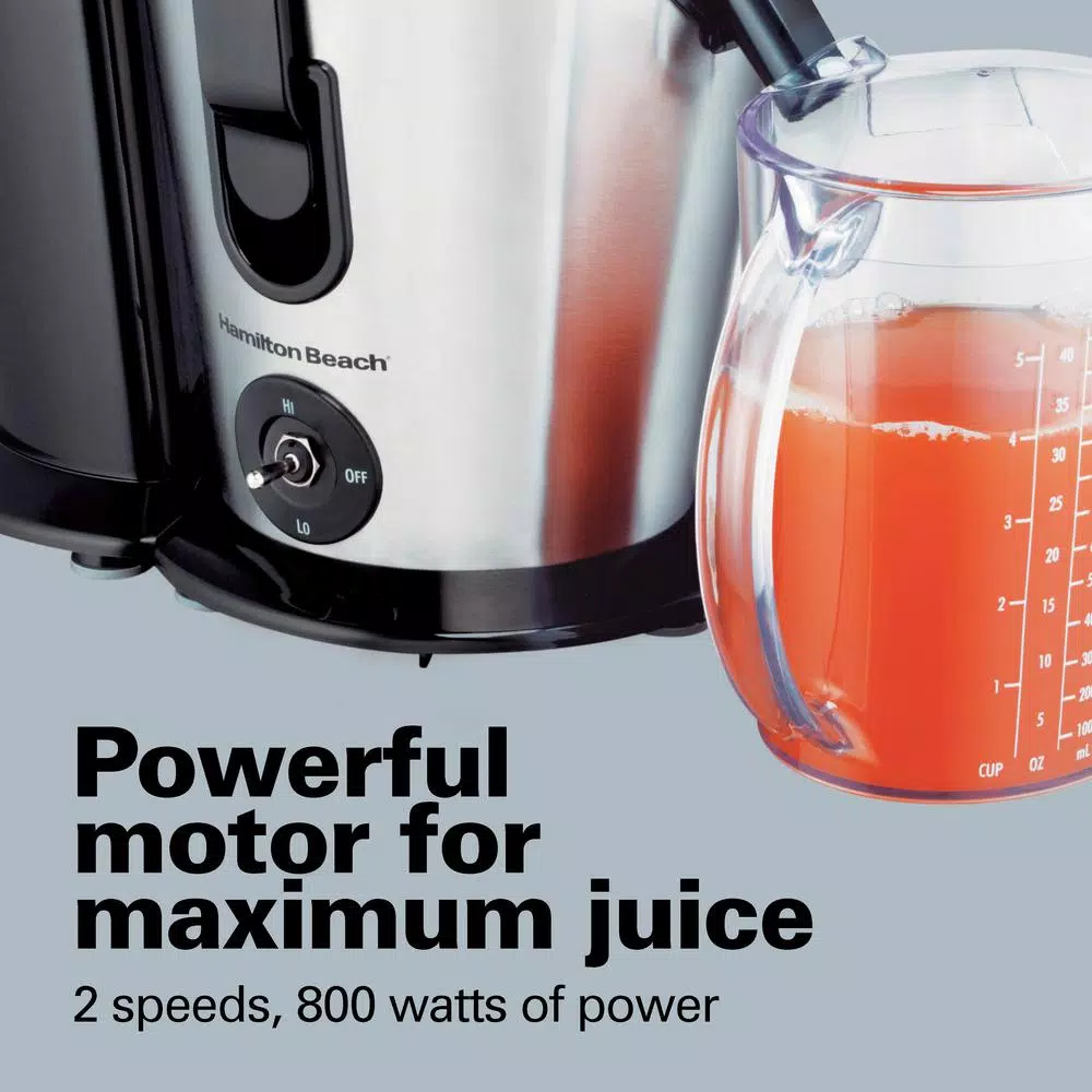 Hamilton Beach Big Mouth Plus 2-Speed Centrifugal Juicer, 40 oz Capacity, Stainless Steel