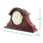 Bedford Clock Collection Redwood Tambour Mantel Clock with Chimes and Roman Numeral Dial thumbnail 2