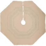 VHC Brands 48 in. Green Vintage Burlap Stripe Farmhouse Christmas Tree Skirt thumbnail 2