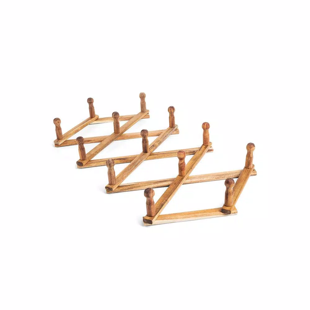 Ironwood Acacia Wood Expandable Accordion Peg Rack