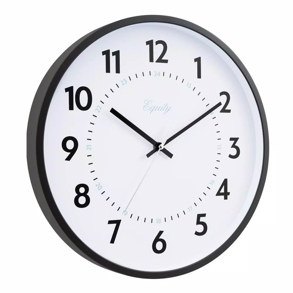 Equity by La Crosse 14 in. Commercial Black Analog Wall Clock with Quartz Movement