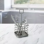 Spectrum Euro Kitchen Flatware & Silverware Organizer Caddy with Handle, Satin Nickel thumbnail 2