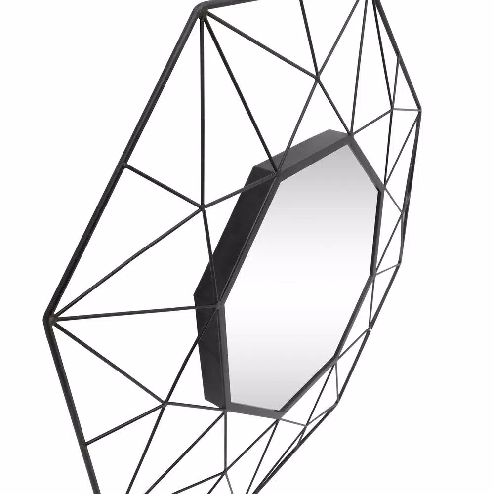 StyleWell Modern Octagonal Black Metal Frame Accent Mirror, 25.2 in.