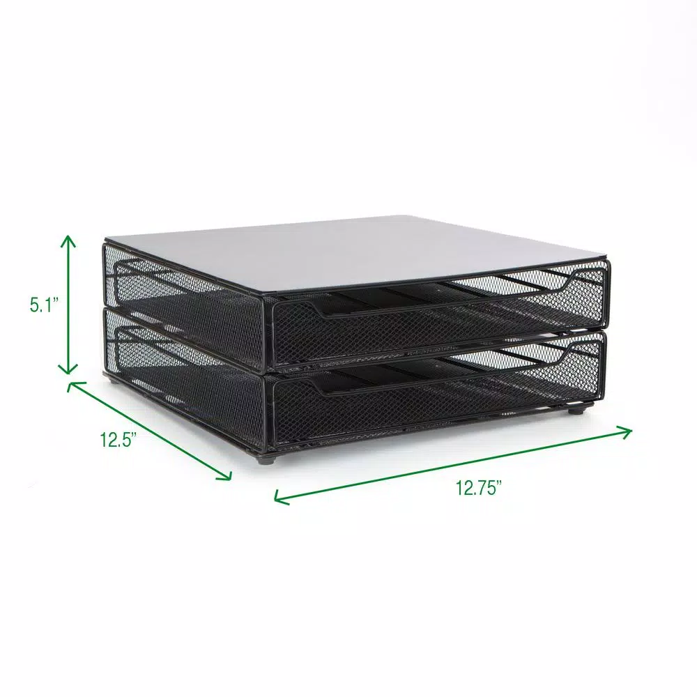 Mind Reader Jumbo 72-Capacity Metal Mesh Double Coffee Pod Storage Drawer, Black
