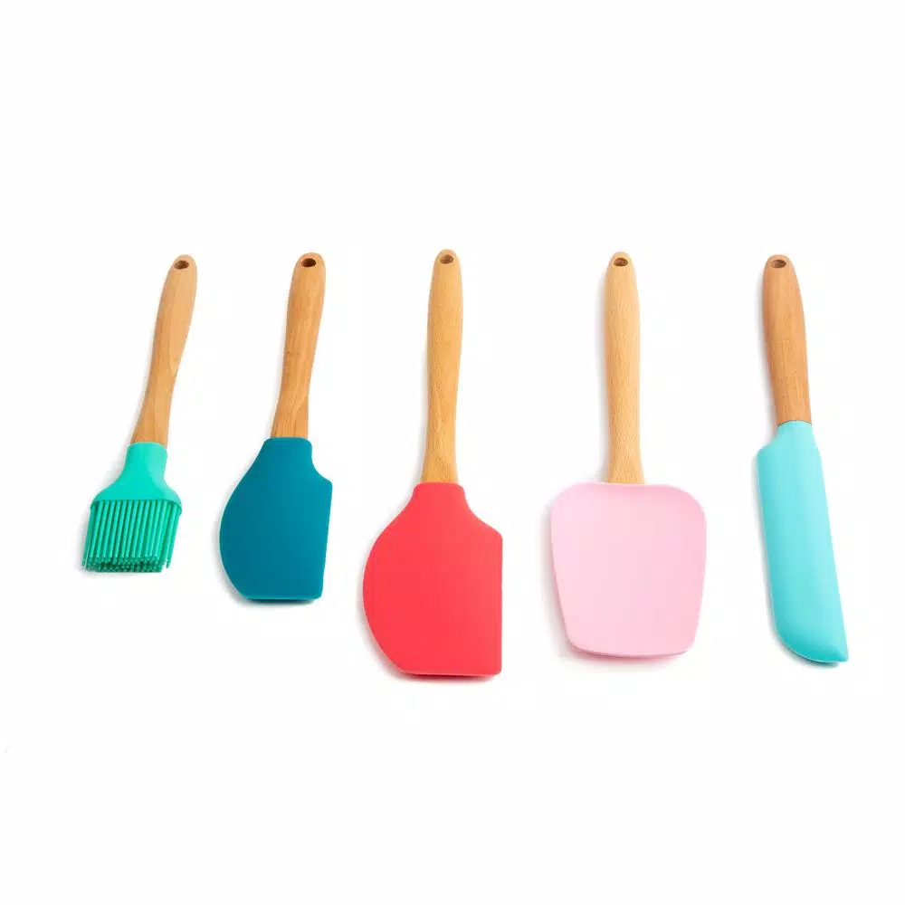 Core Kitchen Nostalgia 5-Piece Jumbo Beechwood and Silicone Utensil Set