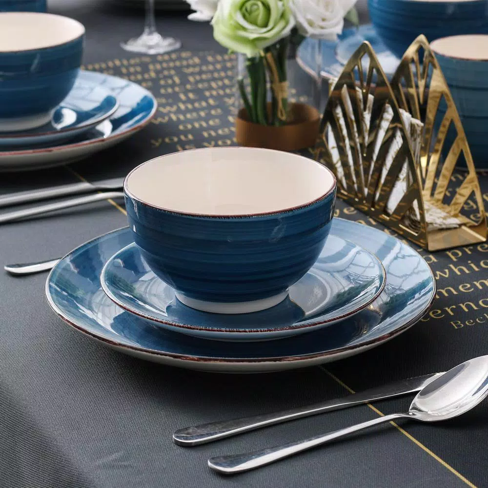 vancasso Bella 16-Piece Blue Porcelain Dinnerware Set, Service for 4