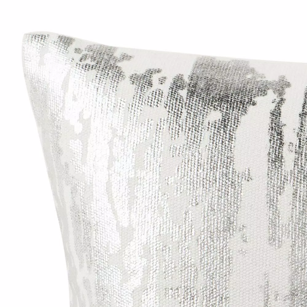 Safavieh Metallic Splatter White Striped 20 x 20 in. Throw Pillow with Down Alternative Fill