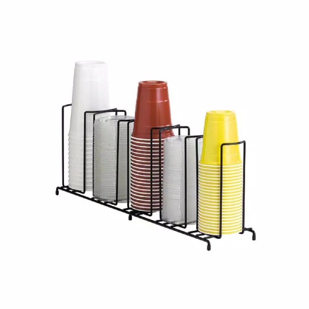 Unbranded Black 5-Section Wire Rack Cup and Lid Organizer for Catering and Restaurants