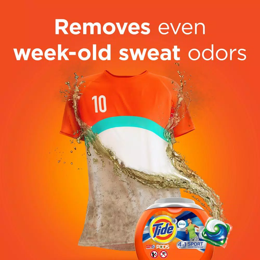 Tide PODS Plus Febreze Sport Odor Defense Laundry Detergent Pods, Active Fresh, 15-Count, 6-Pack