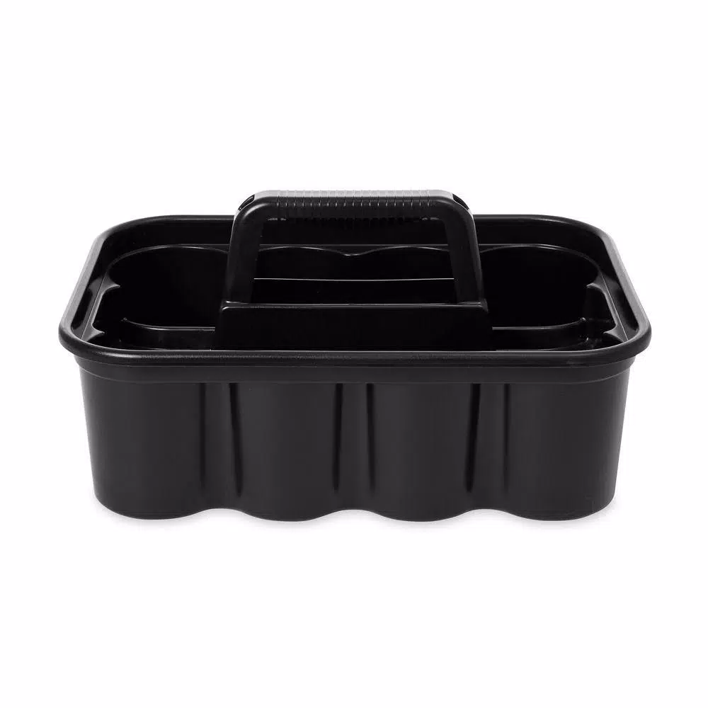Rubbermaid Commercial Products Rubbermaid Deluxe Black Plastic Carry Caddy for Cleaning Supplies and Tools