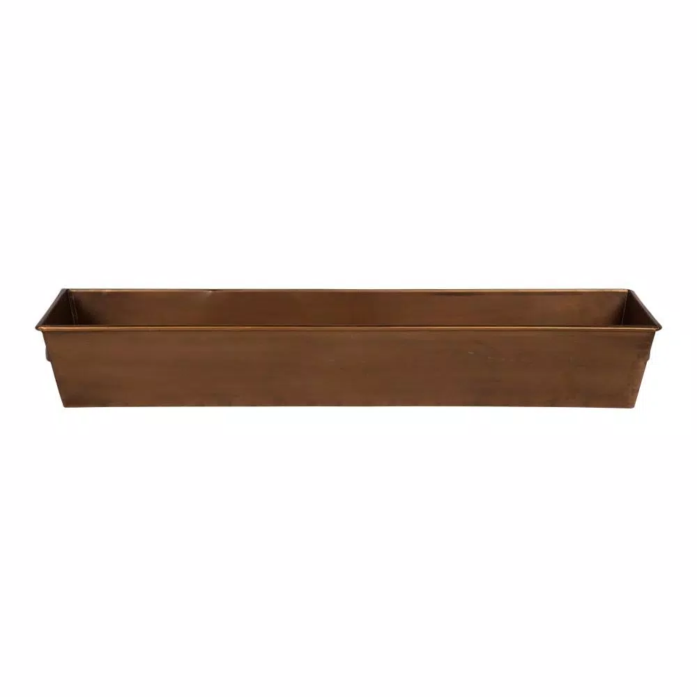 Kate and Laurel Forgeham Bronze Decorative Trough Tray - Antique Copper Metal Rectangle Organizer