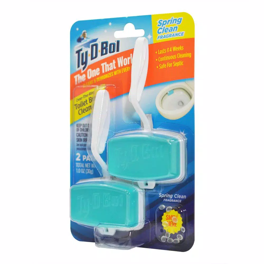 Ty-D-Bol 1 That Works Spring Clean Fragrance Toilet Bowl Cleaning Gel Rim Hangers, 6-Pack