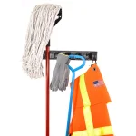 Alpine Industries 16 in. Wall Mounted Mop and Broom Holder with 5 Slots and 6 Retractable Hooks thumbnail 7