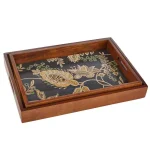 Home Decorators Collection Floral and Wood Decorative Rectangle Tray Set of 2 thumbnail 6
