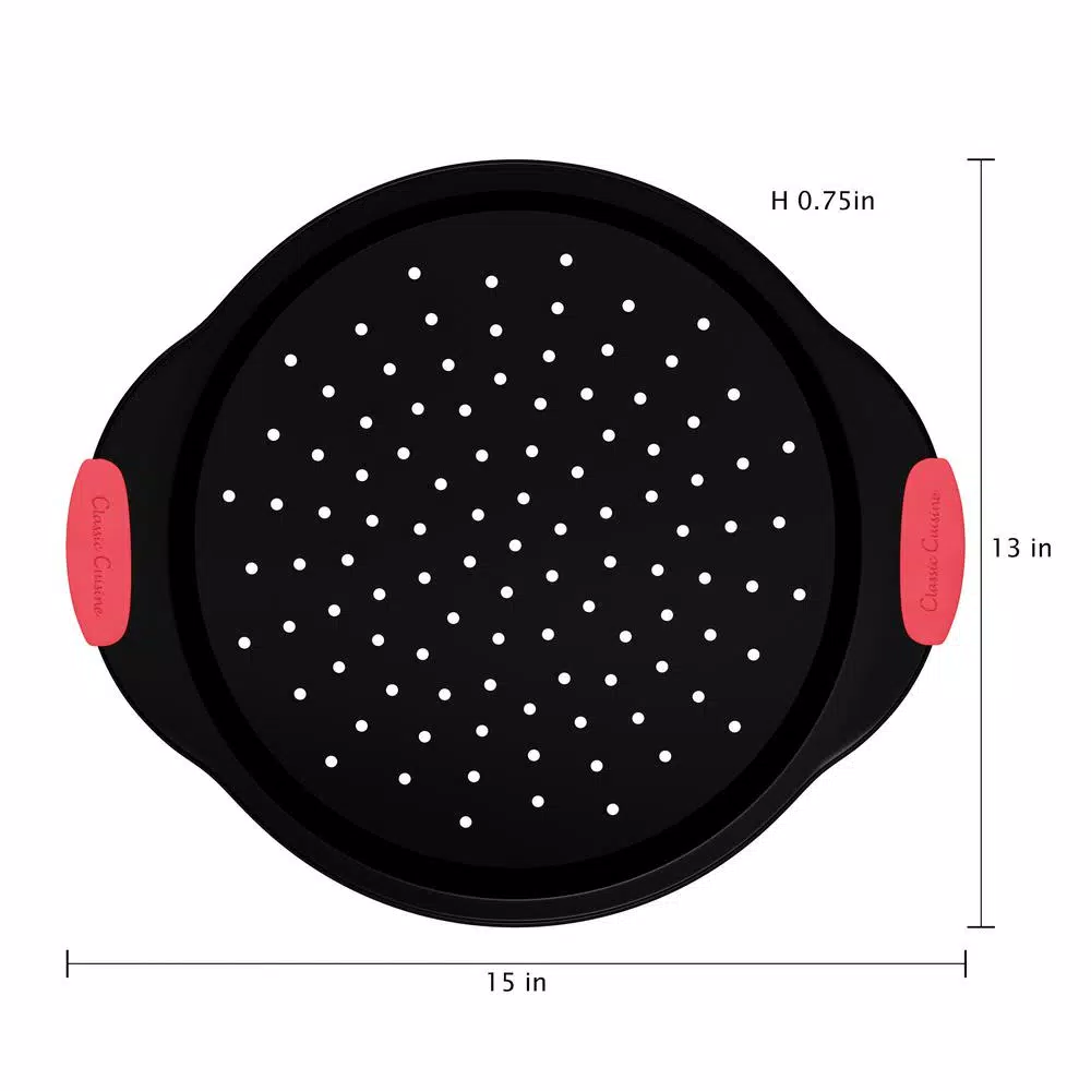 Classic Cuisine 13 in. Pizza Pan and Cutter Set with Perforated Crisper Pan