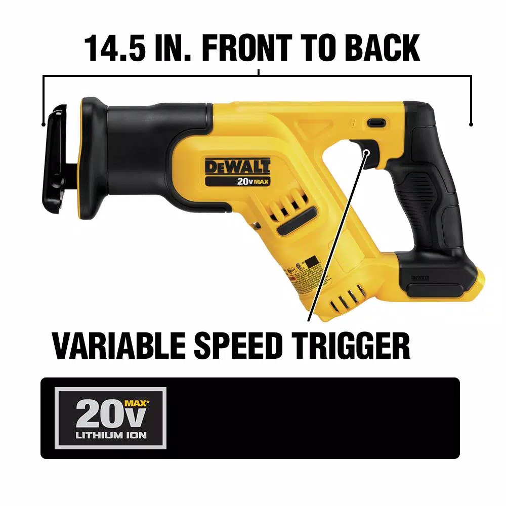 DEWALT 20V MAX Cordless Compact Reciprocating Saw Kit with (2) 5.0 Ah Batteries and Charger