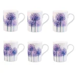 Unbranded Roy Kirkham Lucy Alliums Fine Bone China Mug Set of 6, 320ml, Made in England thumbnail 1