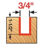 Diablo 3/4 in. x 1-1/2 in. Carbide Straight Router Bit, 1/2 in. Shank thumbnail 2