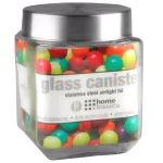 Unbranded 40 oz. Square Glass Canister with Brushed Stainless Steel Lid thumbnail 3