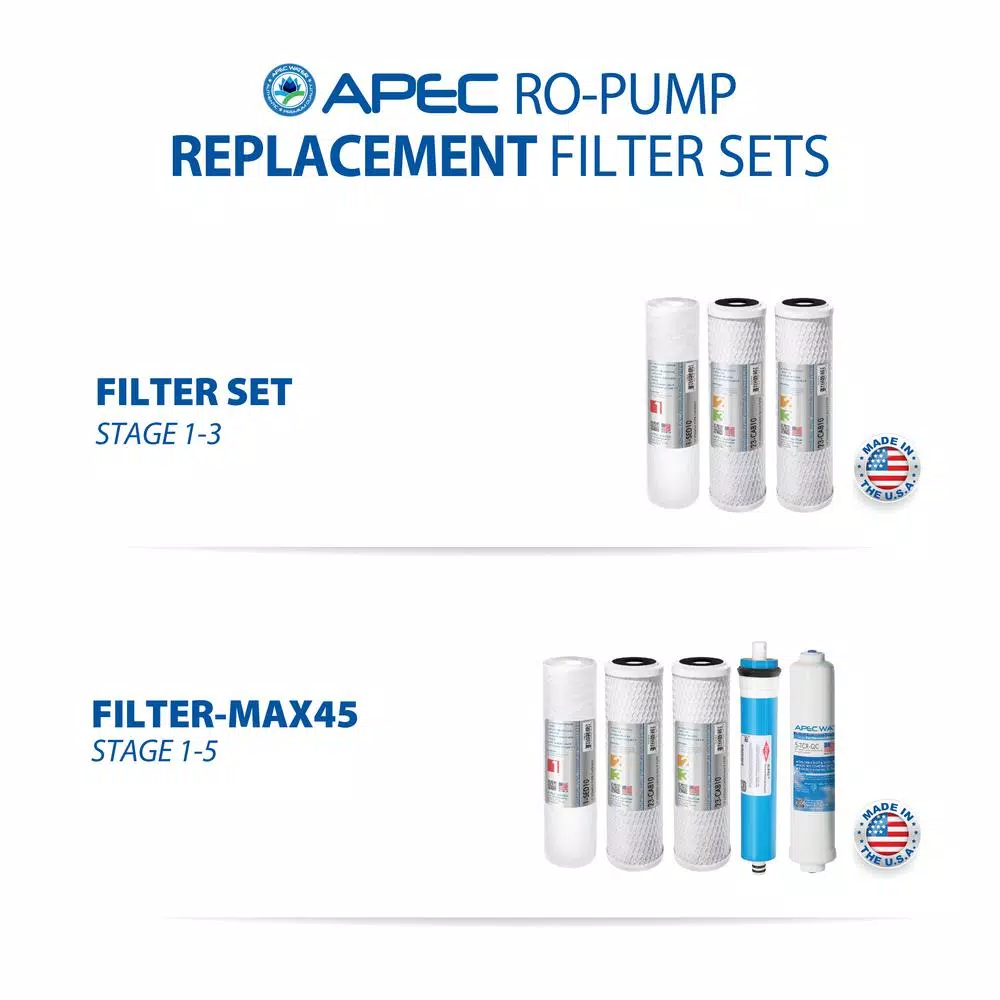 APEC Water Systems APEC Ultimate Electric Pumped Reverse Osmosis Water Filtration System, 50 GPD, Low Pressure 0-30 PSI, 5-Stage