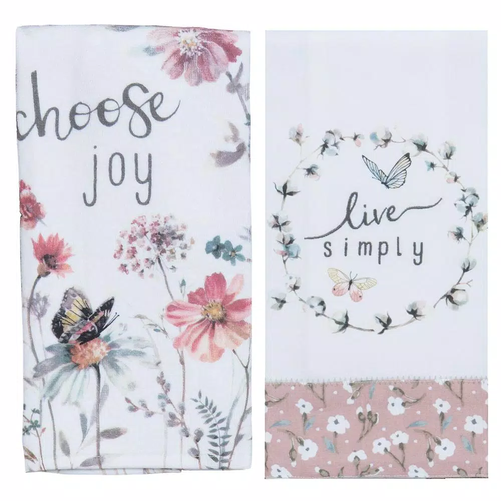 Kay Dee Lisa Audit Watercolor Floral Cotton Kitchen Textile Set - 4 Piece Blush Set
