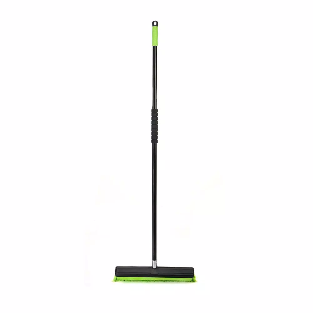 Alpine Industries 18 in. 2-in-1 Squeegee Push Broom, Green Multi-Surface Indoor/Outdoor
