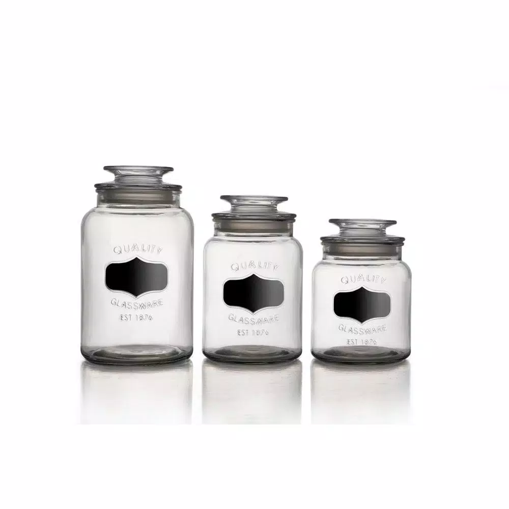 Style Setter Chalkboard Clear Glass Canister Set, 3-Piece