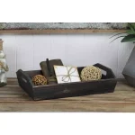 Cheungs Natural Brown Wooden Decorative Tray with Side Rope Handles - Farmhouse Style thumbnail 1