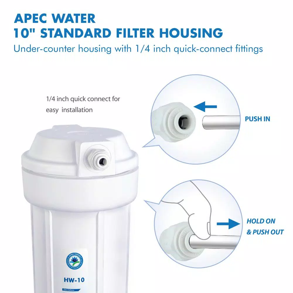 APEC Water Systems 10 in. White Industry Standard Filter Housing with 1/4 in. John Guest Quick Connect