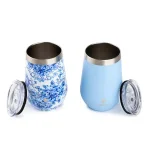 Manna Blue Hydrangena 12 oz. Stainless Steel Stemless Wine Tumblers, 2-Pack thumbnail 4