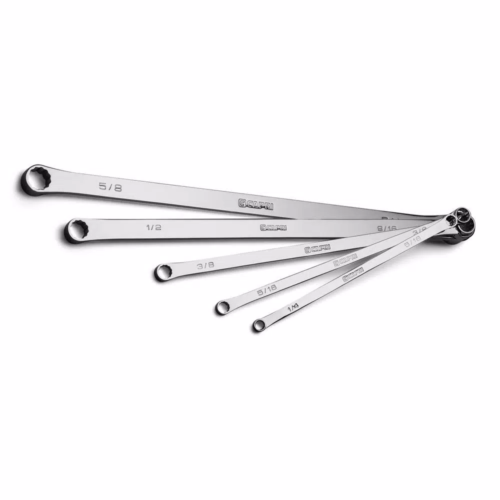 Capri Tools 5-Piece SAE 0-Degree Offset Extra-Long Box End Wrench Set