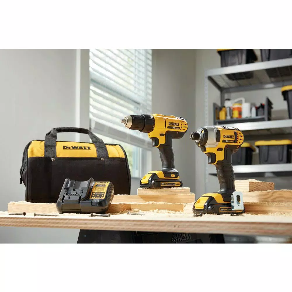 DEWALT 20V MAX Cordless Drill and Impact Driver Combo Kit (2-Tool) with (2) 1.3 Ah Batteries, Charger & Bag
