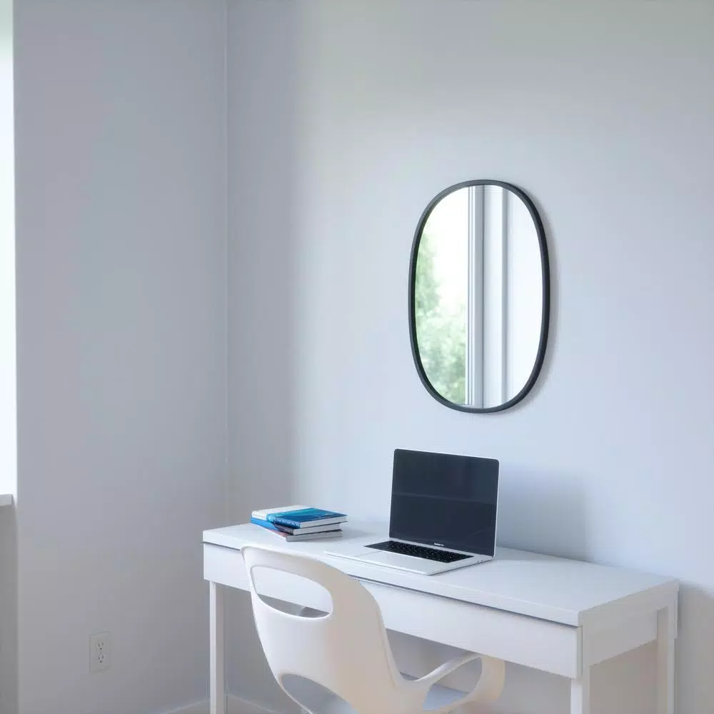 Umbra Hub 24 x 18 in. Oval Modern Framed Wall Mirror - Black