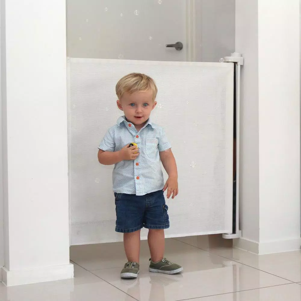 Perma Child Safety Extra Tall & Extra Wide Outdoor Retractable Gate, 41 in. H x 71 in. W, White