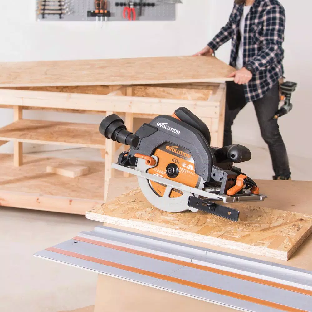 Evolution Power Tools 15 Amp 7-1/4 in. Corded Circular Track Saw Kit with 40 in. Track and Multi-Material Blade