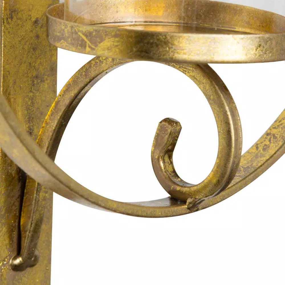 Kate and Laurel Doria Gold Metal Candle Sconce - Glamorous Round Wall Decor with Glass Pillar