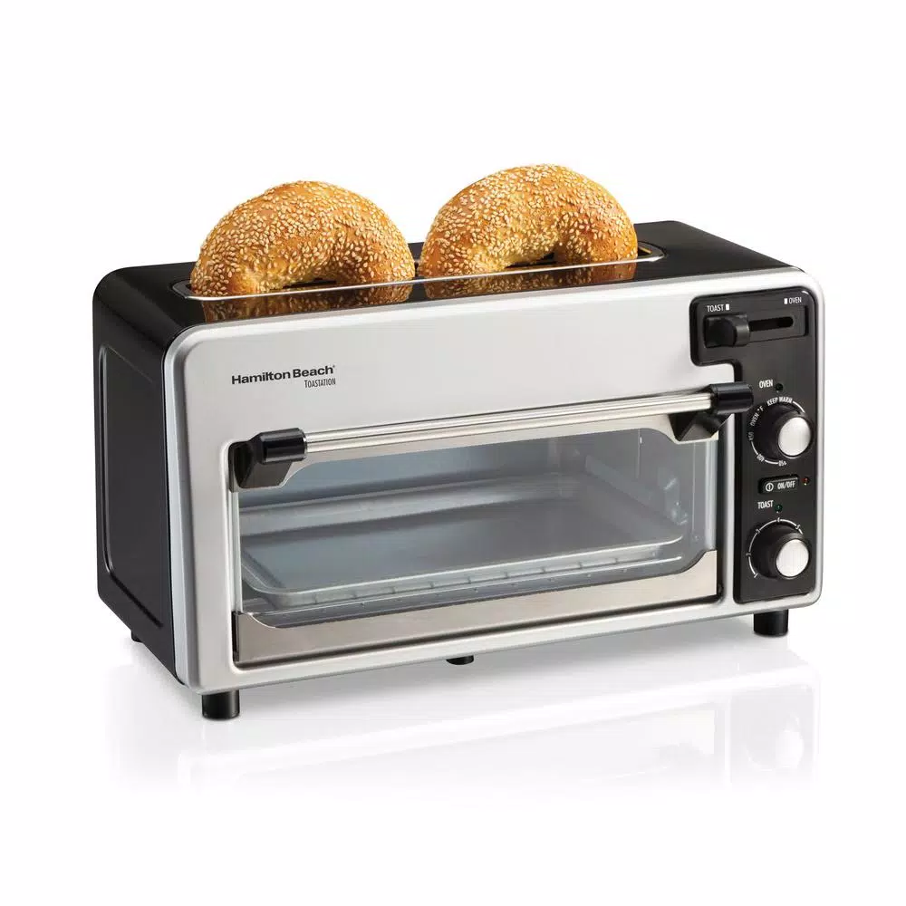 Hamilton Beach Toastation 1300W 2-Slice Toaster Oven, Black and Gray