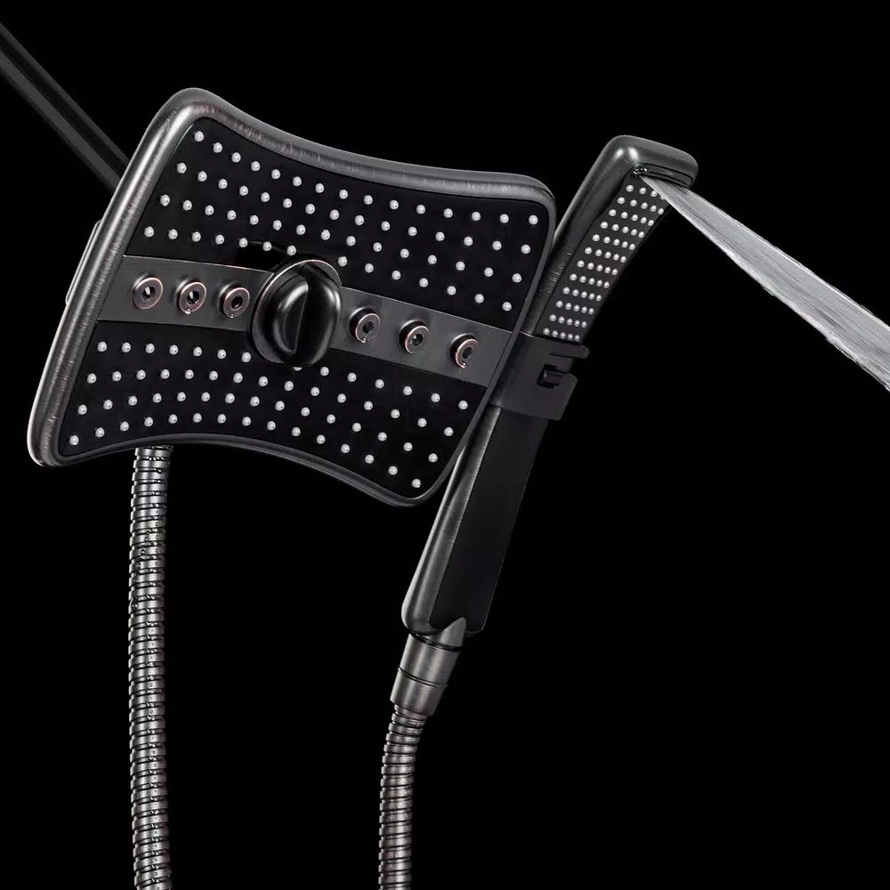 AKDY 9 in. Dual Shower Head and Handheld Wand Combo, 4 Spray Modes, Antique Bronze