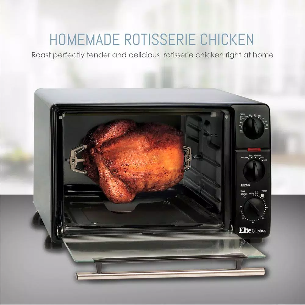 Maximatic 0.8 cu. ft. Black Toaster Oven Broiler with Rotisserie, 1500W